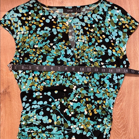 Apt 9 Black Floral Ruched Dress | Size Medium - Picture 5 of 8